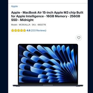 Apple MacBook Air 15-inch - Midnight